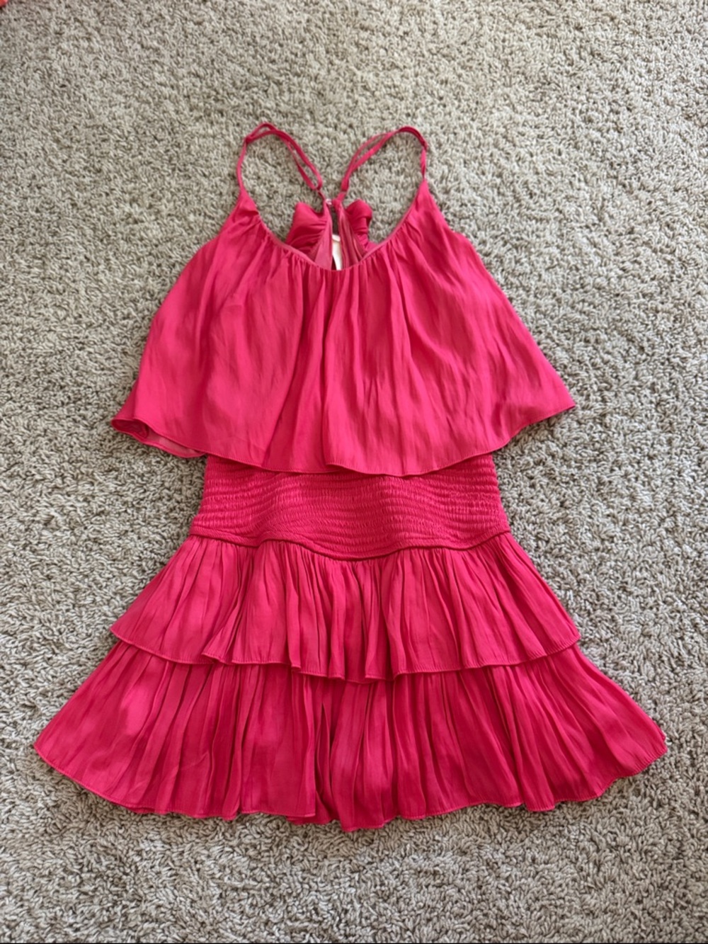 Mustard Seed Hot Pink Ruffled Spaghetti Strap Romper